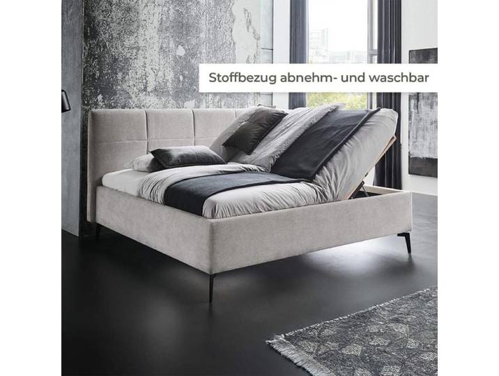HOMELIV. Polsterbett SwitchIT Jackson Webstoff mit Bettkasten und Lattenrost 140x200cm Hellgrau Mit abnehmbarem Bezug