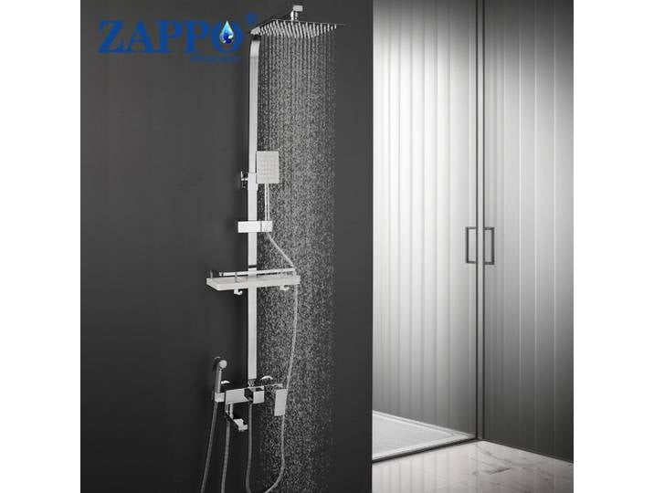 ZAPPO Système de douche exposée pour salle de bain avec bec de baignoire Ensemble de douche 4 fonctionnels Ensemble de douche mural en laiton pour salle de bain, extérieur