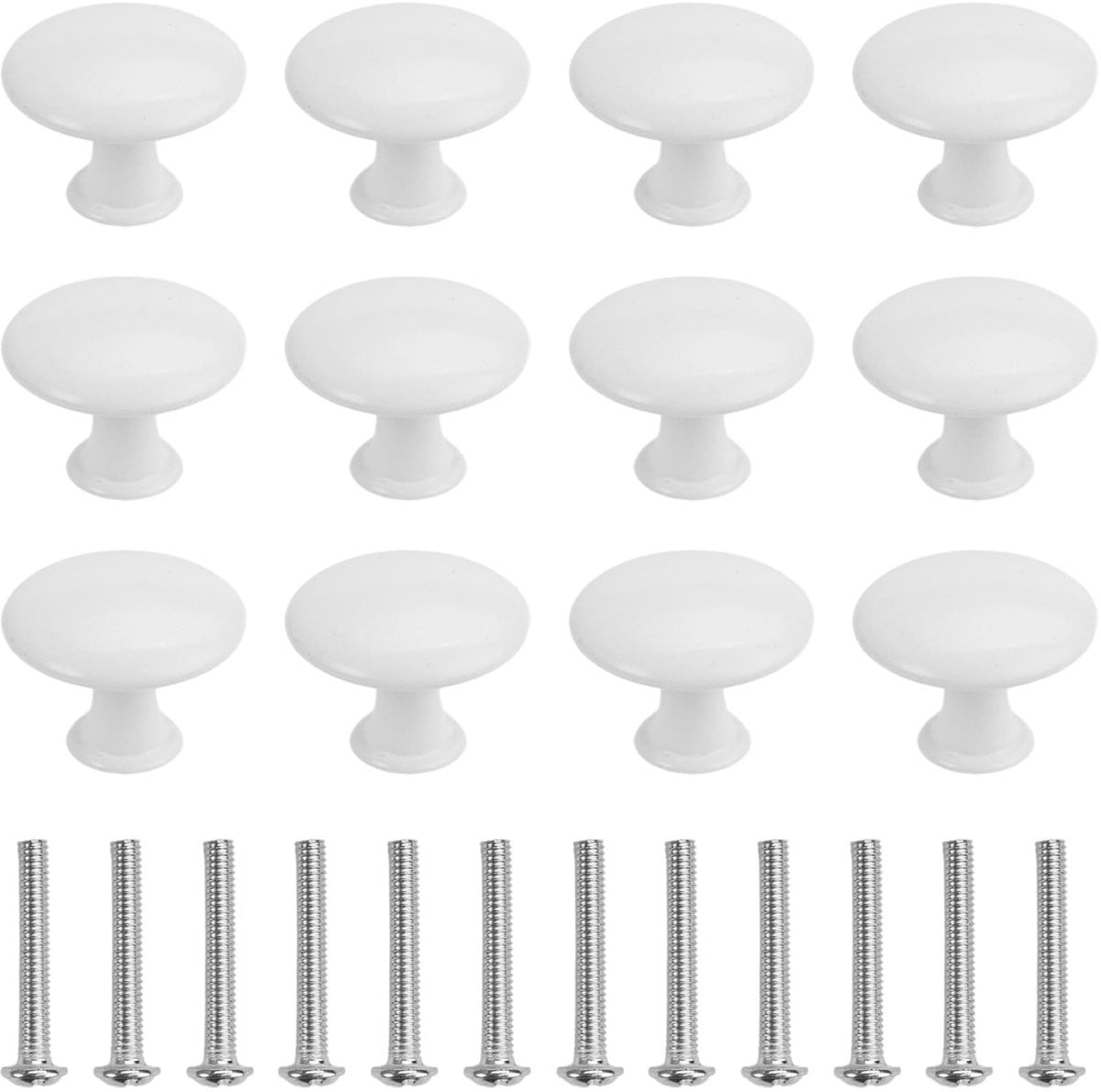 Dailygoods Set van 12 Ronde Kastknoppen in Zinklegering en Roestvrij Staal met Glanzend Oppervlak