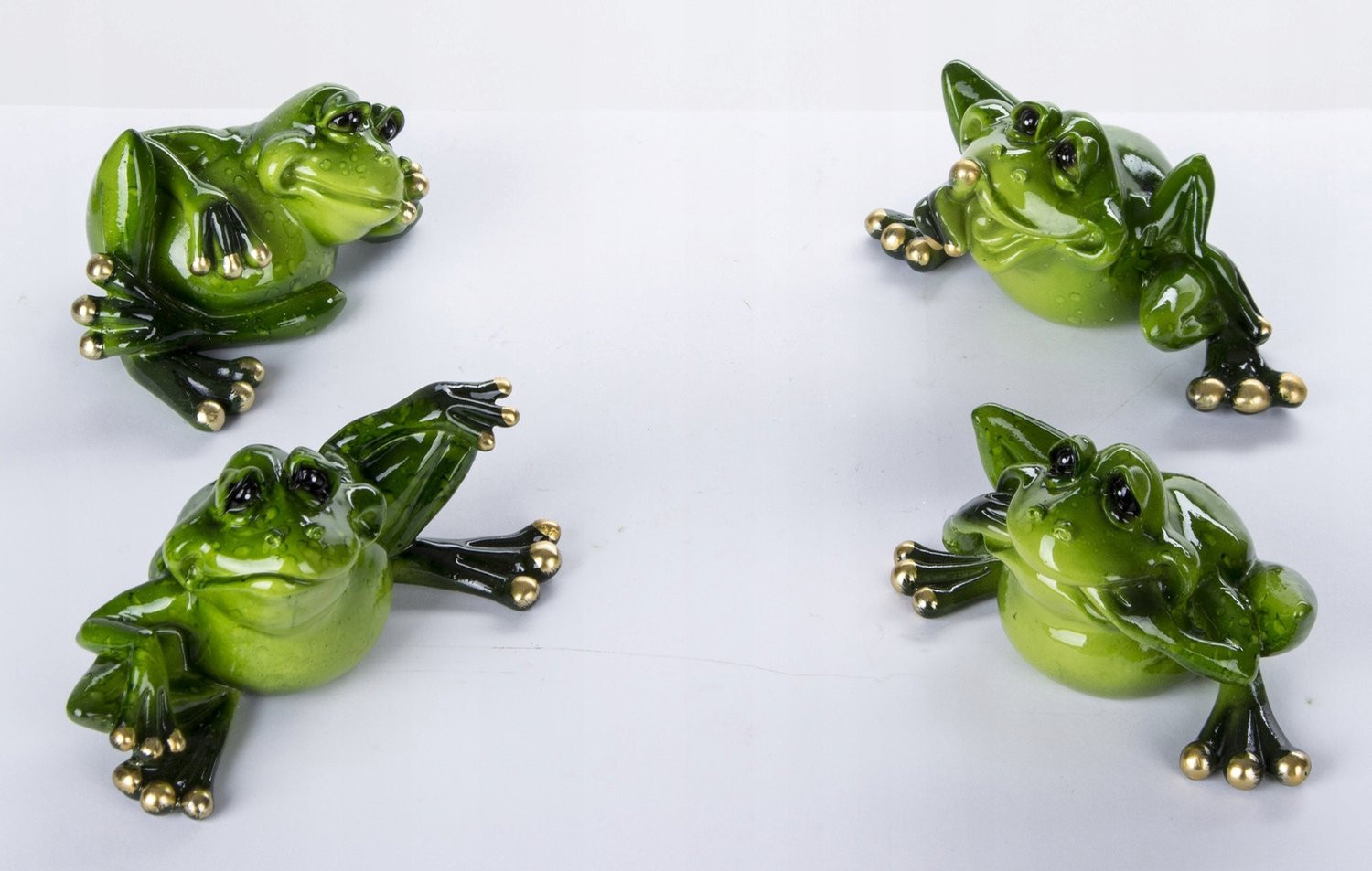Grappige Groene Kikker Figuur met Gouden Accent voor Tafeldecoratie