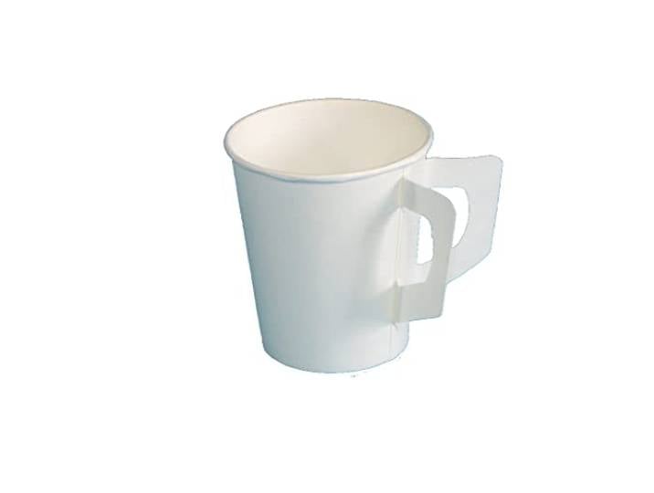 Pro DP 2000 Heißgetränkebecher Kaffeebecher Coffee to go Einwegtassen Glühweinbecher mit Henkel 180ml 0,18l weiß Papier+PE Ø73mm 79mm hoch