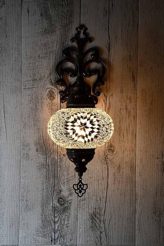 Halay Oosterse wandlamp met handgemaakt mozaïek, Diameter: 12 cm, Hoogte: 28 cm