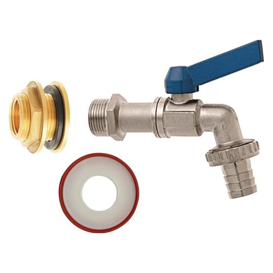 Geka Regentonnen-Anschlussset MessingIG 1/2 " Nenngrösse mm 13 Aussengewinde 3/4 " Nenngrösse 1/2 " (35.3505.8)