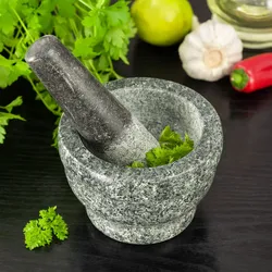 Mörser mit Stössel Set 2-tlg. – Gewürze & Kräuter schonend zerkleinern für intensive Aromen – Ideal für Saucen & Küche – 9.5 x 7 cm dunkelgrau