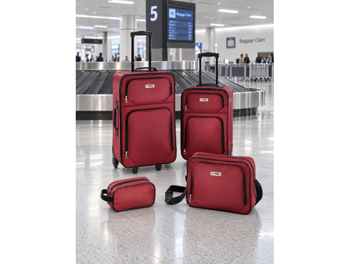 Robustes Reise-Set, 4-teilig, Rot