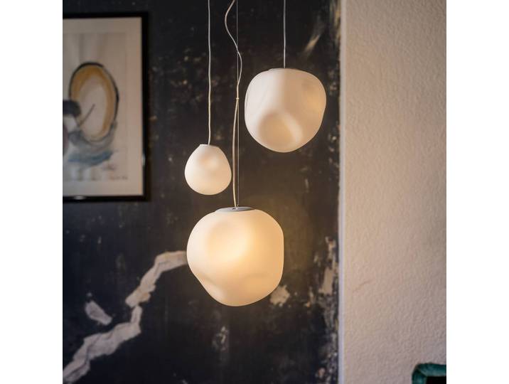 Foscarini Designer Hängeleuchte Hoba Midi, weiß / opal, für Wohn- / Esszimmer, Glas, Design