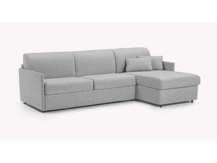 Canapé convertible Tissu JERRY Compact Angle - Gris - Couchage 140x195 - Sommier Grille