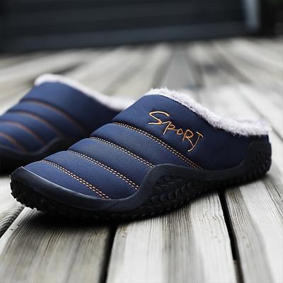 Herrenhausschuhe rutschfest Haus Winterhausschuhe bündig warm Flip-Flops täglich Zuhause Wanderschuhe Baumwolle warm rutschfest schwarz dunkelblau Winter