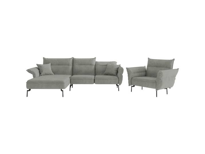 Livetastic Sitzgarnitur, Grau, Metall, Füllung: Daunen, Silikon, 265x185 cm, Made in EU, planbar, Rücken echt, individuell planbar, Wohnzimmer, Sofas & Couches, Sitzgarnituren