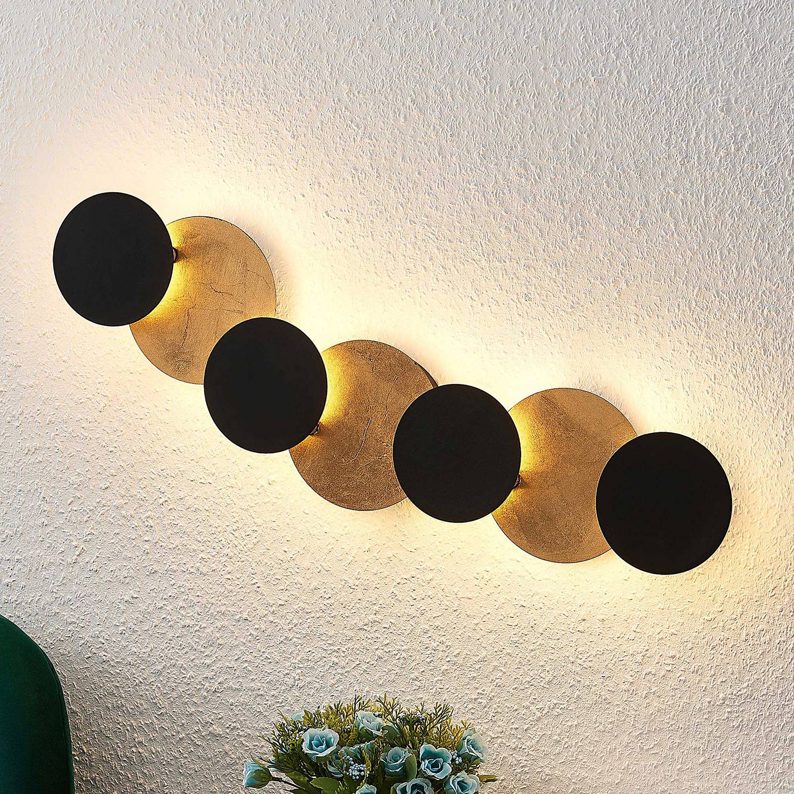 Wandlampe Grazyna Lindby, schwarz, für Wohn- / Esszimmer, Metall, Modern, LED Wandleuchte, Wandlampe Innen