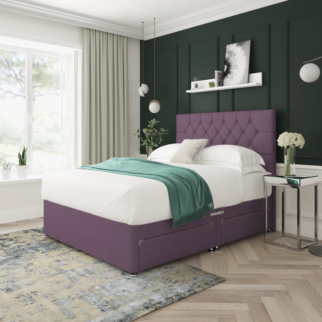 17 Stories Upholstered Divan Bed Lilac Kingsize (5')