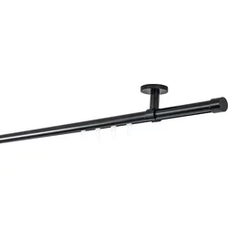Ondeco Gardinenstange auf Maß Innenlauf 20mm Cap 1-lauf Deckenträger 4cm mit Gleiter Farbe: Schwarz, Größe: 380cm