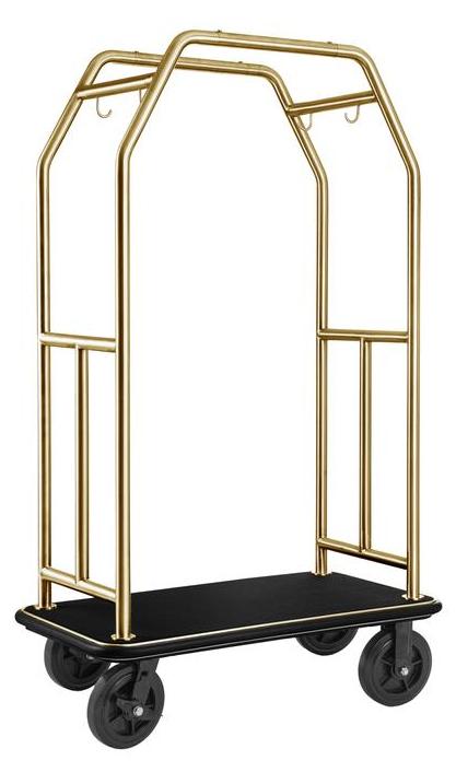 Gepäckwagen TRAVELLER, 112 x 60 x 185 cm, gold, schwarzer Teppich