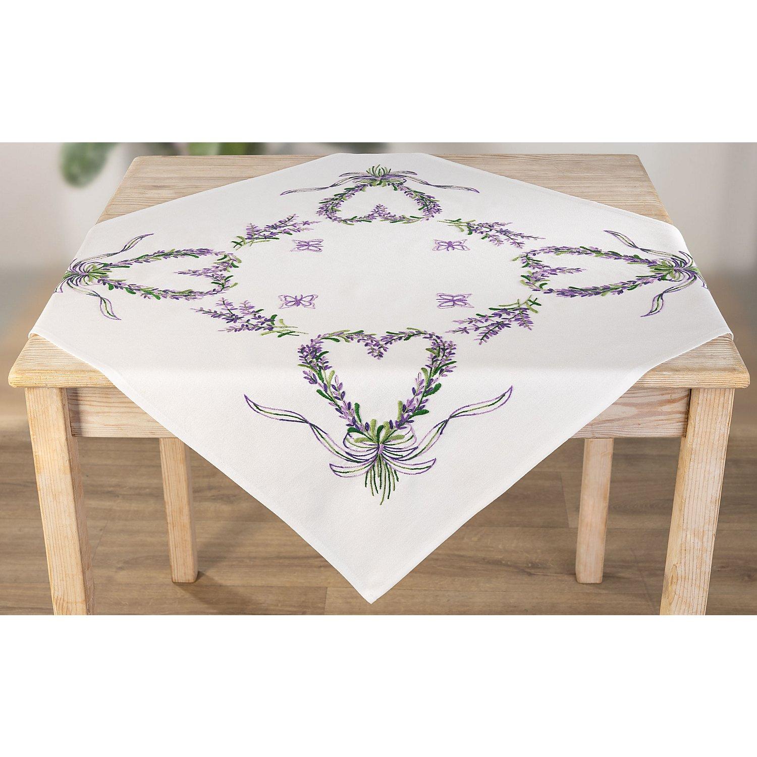 Stickmitteldecke "Lavendel-Herz"
