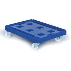 Kunststoffwagen mit Gitter für Transportkisten 800x600 mm, 500 kg, Räder POR, blau