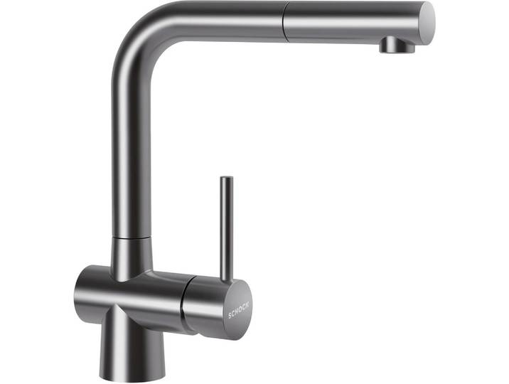 Schock Küchenarmatur Laios, Edelstahl massiv, Metall, 10x28.5x21.6 cm, flexible Anschlussschläuche, herausziehbarer Auslauf, schwenkbarer Auslauf, Küchen, Küchenausstattung, Küchenarmaturen