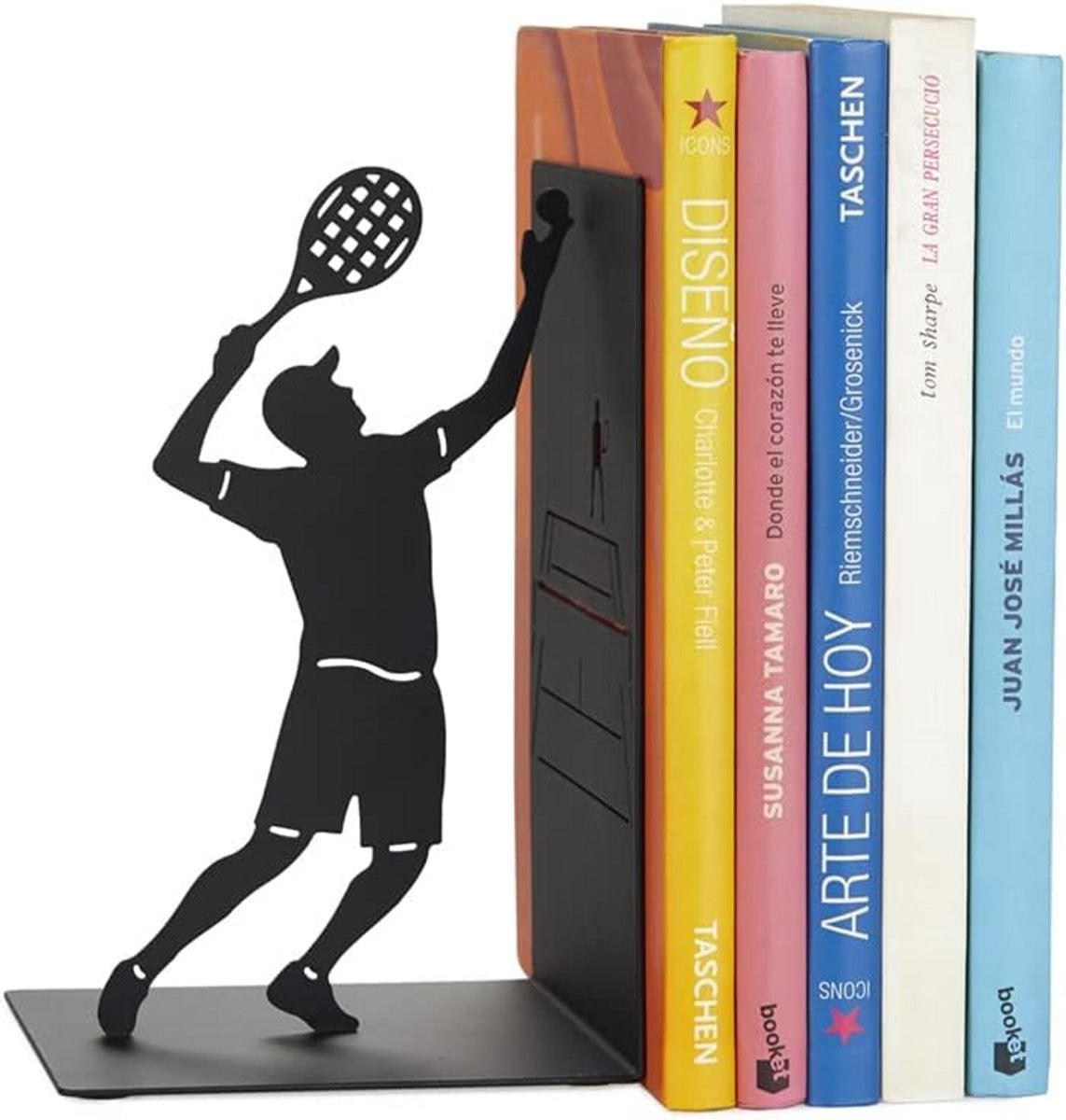 Boekensteun Tennis Speler Zwart Metaal Decoratie voor Boekenplank