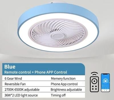 Uplift Essentials Integrated Modern Ceiling Fan & LED Light System blue