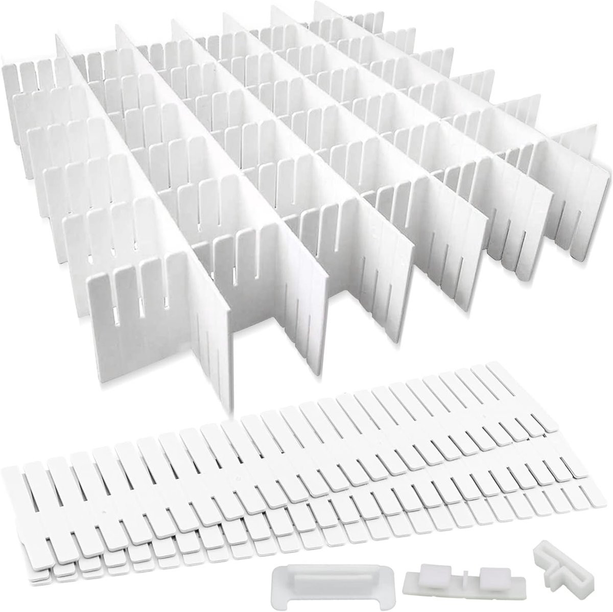 Thijox Verstelbare Ladeverdelers 16 Stuks - Witte Lade-organizer voor Keuken en Slaapkamer - 32 x 7 cm