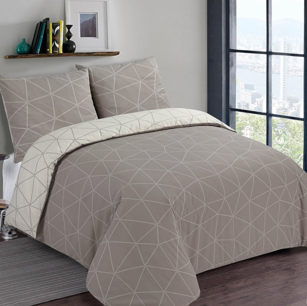 VISION home Hugo Tweepersoons Dekbedovertrekset - 100% Katoen - Beige - 200 x 200 cm