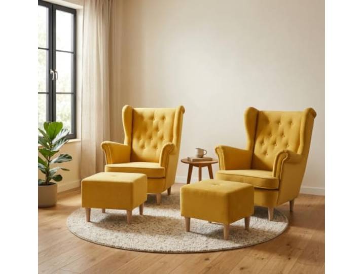 Family Meble 2er-Set Ohrensessel Diana Royal mit Hockern – Variante Diana Monolit Royal 10
