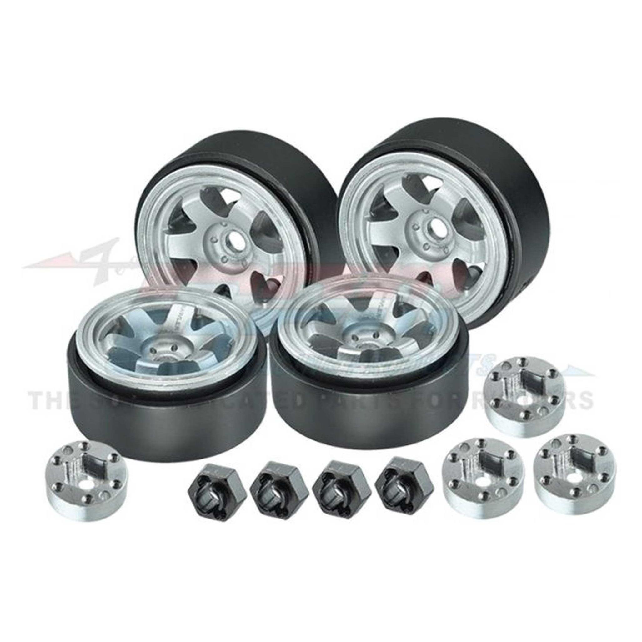 GPM BEADLOCK-FELGEN-SET ALU 1.0 6LOCH (1 SET/4 STÜCK) SILBER TRX-4M, SCX24 (GPMTRX4MZSP1221S)