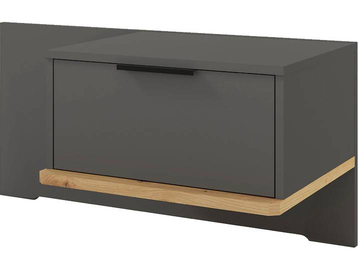 Nachtschrank MUSTERRING Isabelle , grau (graphit, dekor), B:90cm H:43cm T:47cm, Holzwerkstoff, Schränke, Nachtschrank, verschiedene Farben, Unterboden in Eiche, Masse B50/90 x H43 x T47 cm