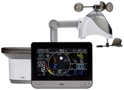 TFA Dostmann WLAN View Pro 35.8003.01 WLAN-Wetterstation Vorhersage für mit WiFi 7 Tage Anzahl Sensoren max. 4