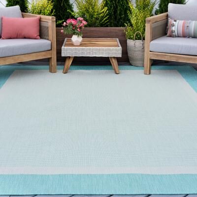 Alise Rugs Exo Coastal Border Indoor/Outdoor Area Rug