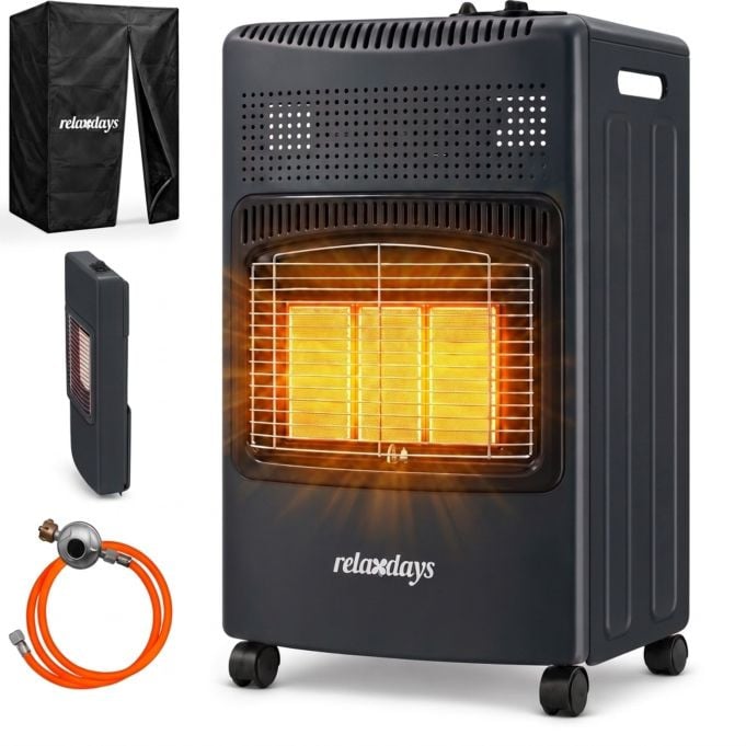 Relaxdays Gaskachel met 3 keramische platen, 1500-4200 W, zwart