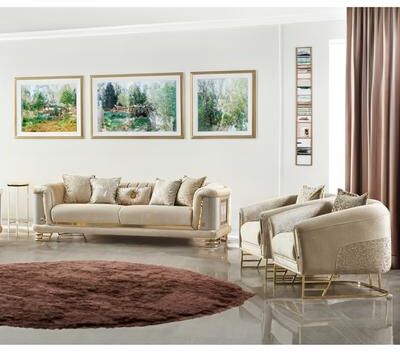 Furnia Norman 2 Pieces Living Room Sets 1 Sofa 2 Chair