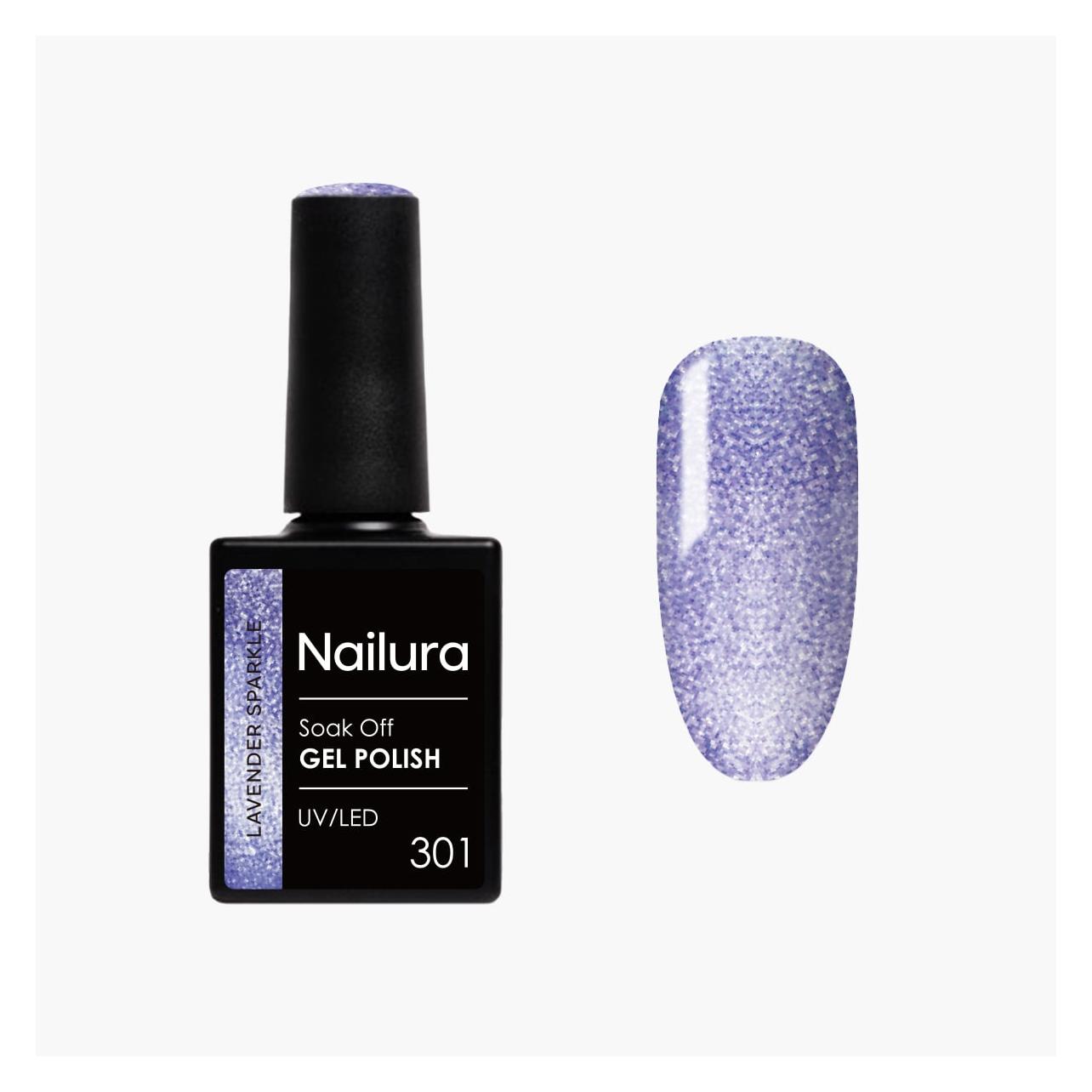 Nailura - Gel Polish 301 - Lavender Sparkle - 10 ml (Lavender Sparkle, Gel-Effekt Nagellack) (70320)