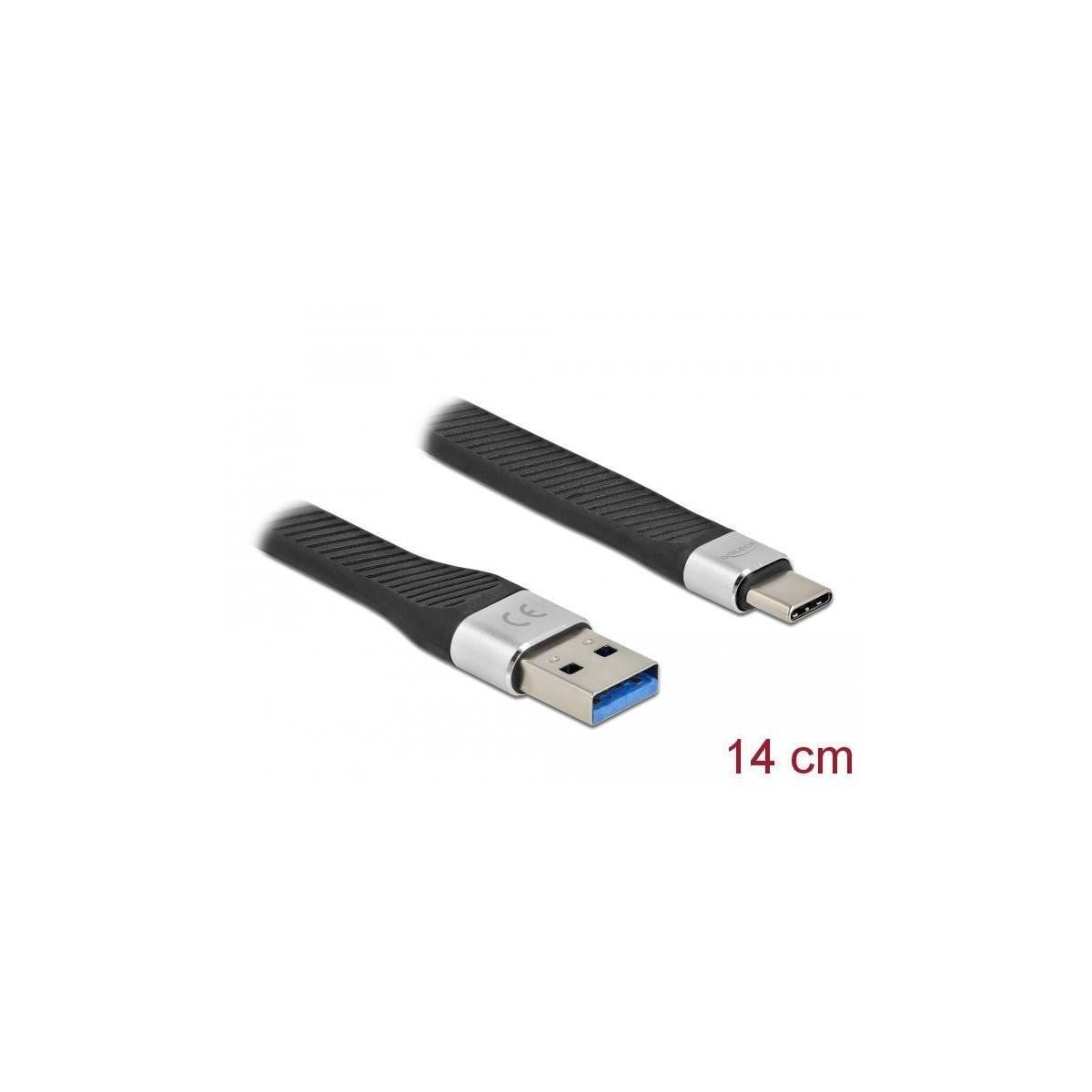 Delock FPC platte kabel USB Type-A naar USB Type-C, 14 cm, PD 3A