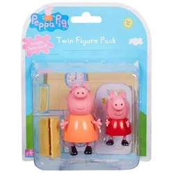 Character Doppelpack Peppa Pig Zwillingsfiguren mit Bühnenkarte und Spieldekor.