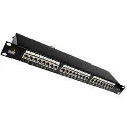 Solarix 19" Patch panel 24 x RJ45 CAT6 STP černý 1U, Server Zubehör, Schwarz