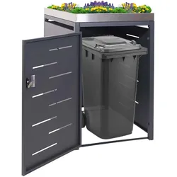 1er-Mülltonnenverkleidung MCW-H40, Mülltonnenbox, Pflanzkasten Edelstahl-Metall-Kombi 35kg 125x69x84cm erweiterbar
