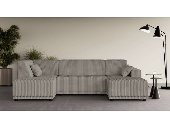 Wohnlandschaft HOME AFFAIRE TAMMO , grau (taupe), B:296cm H:80cm T:162cm, 100% Polyester, Sofas, Wohnlandschaft, U-Form