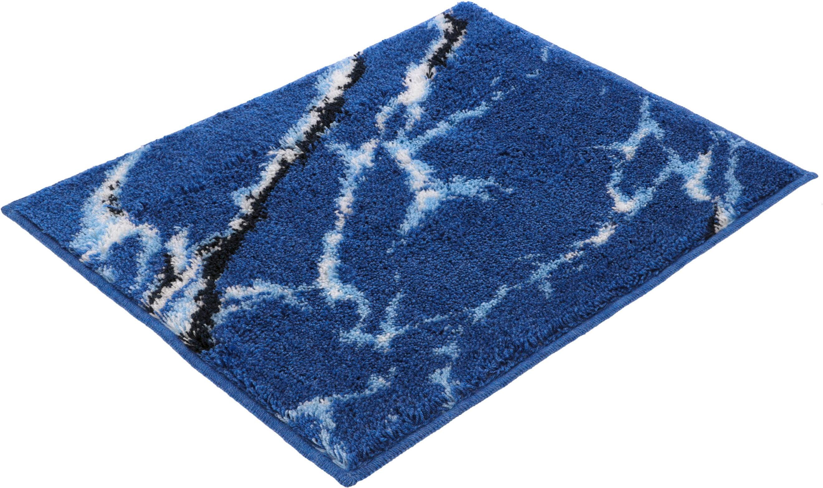 Badematte VOSSEN "»Marble«", blau (tiefblau), H:16mm, Polyacryl, Badematten, Badematte tiefblau rechteckig (70cm x 120cm )