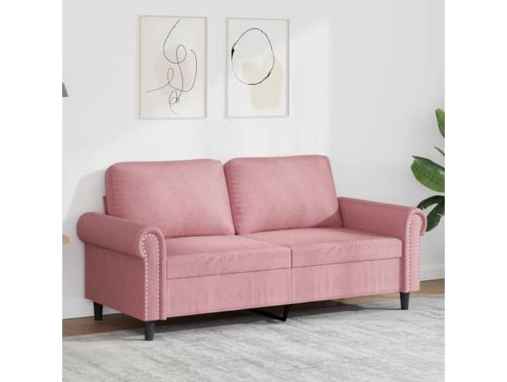 ZQQLVOO 2-Sitzer-Sofa Rosa 140 cm Samt Metallgestell Stabil, Dick Polsterung, Modern Design, 110 kg Belastbar