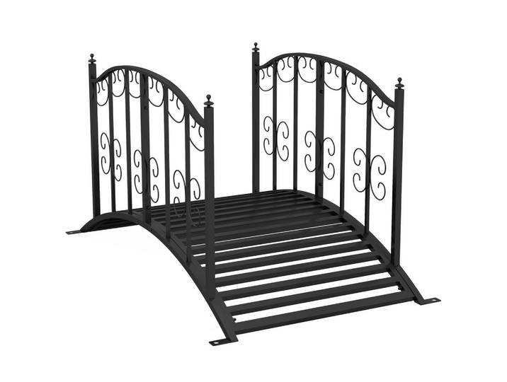 Outsunny Gartenbrücke, Stahl, Schwarz, Metall, 67x70x119 cm, Dekoration, Gartendeko