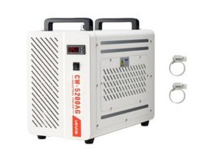 VEVOR Industrieller Wasserkühler 1,6 kW, Wasserkühlsystem mit Kompressor, 7-L-Tank, max. Durchfluss 13 L/min, Industrial Water Chiller für CO2-Lasergravur- & -schneidmaschinen