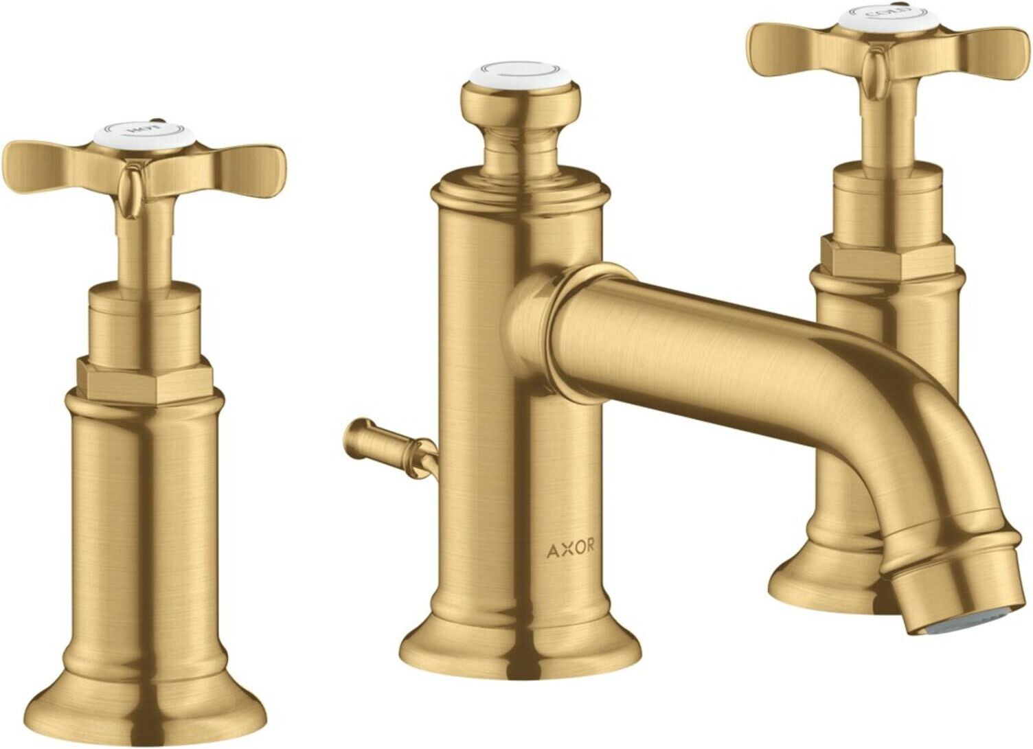 Hansgrohe 3-Loch-Waschtischarmatur 30 Axor Montreux A 143mm, m Kreuz, ZugstAblGar, b gol opt (16536250)