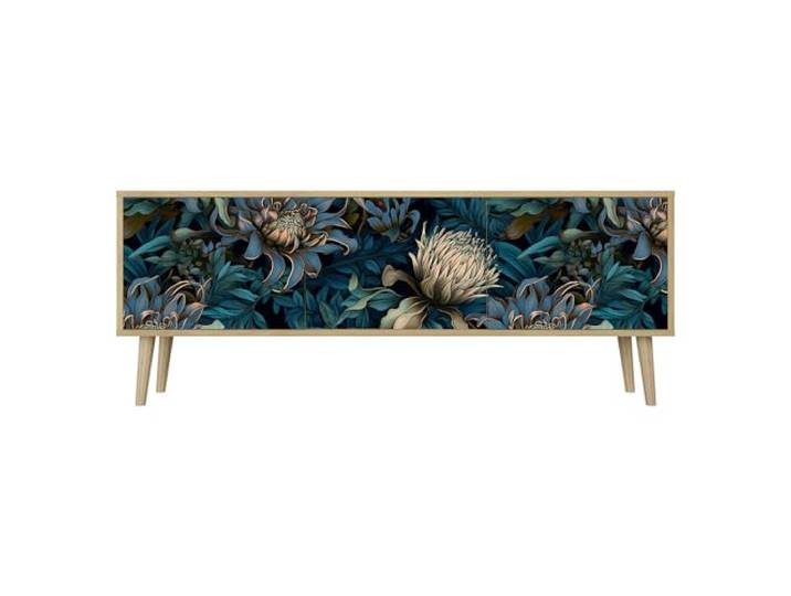 Healancy Biomedical TV Schrank mit Türen - Kommode - Fernsehschrank - Lowboard - Fernsehtisch - Wohnzimmer Möbel - Board mit Stauraum - Tisch - Sideboard - Fernsehrregal Riva-Eiche