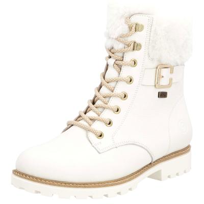 Winterboots REMONTE "Elisabeth Hurley-Collection", Damen, Gr. 41, weiß, Leder, Textil, Schuhe Winterboots, Schnürboots, Outdoorschuh, Schnürstiefelette mit Zierschnalle