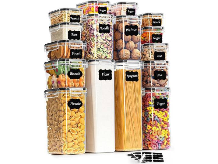 Vorratsdosen 16er Set Luftdicht Kunststoff BPA-frei, Mehrfarbig, 21x13x26 cm, Küchenzubehör, Vorratsbehälter, Vorratsdosen