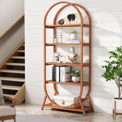 Bluebell 5 Tier Metal Open Bookshelf, 70.8 Inches Tall Arched Bookcase