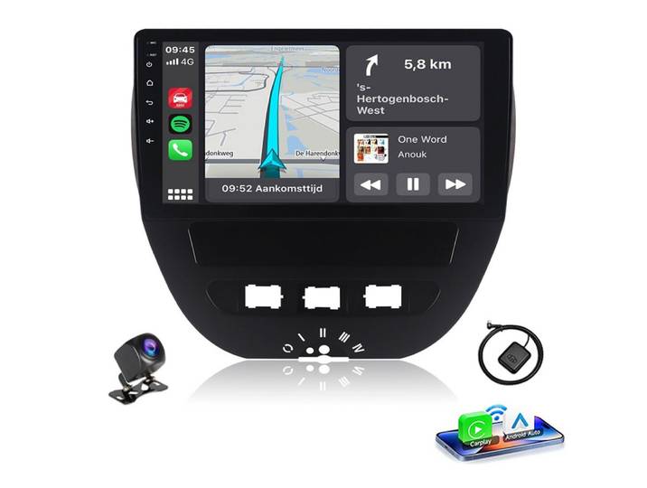 A-Sure Carplay WIFI Android 15 Carplay Für Toyota Aygo Peugeot 107 Citroen C1 Autoradio (RDS, DSP, Digitalradio (DAB), FM, Apple Carplay)