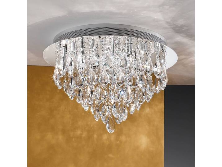 ORION Kristall Deckenleuchte Celeste, dimmbar, chrom / silber, für Wohn- / Esszimmer, Kristall