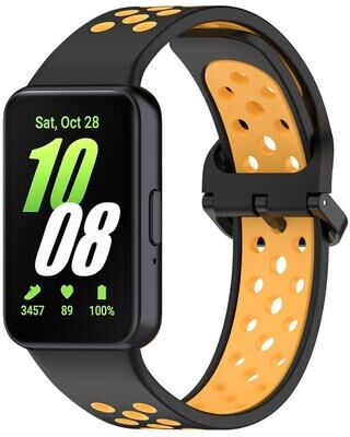 Everyday Crate XDfind Samsung Galaxy Fit 3 Silicone Watch Band Two Color Breathable Watch Strap black Yellow