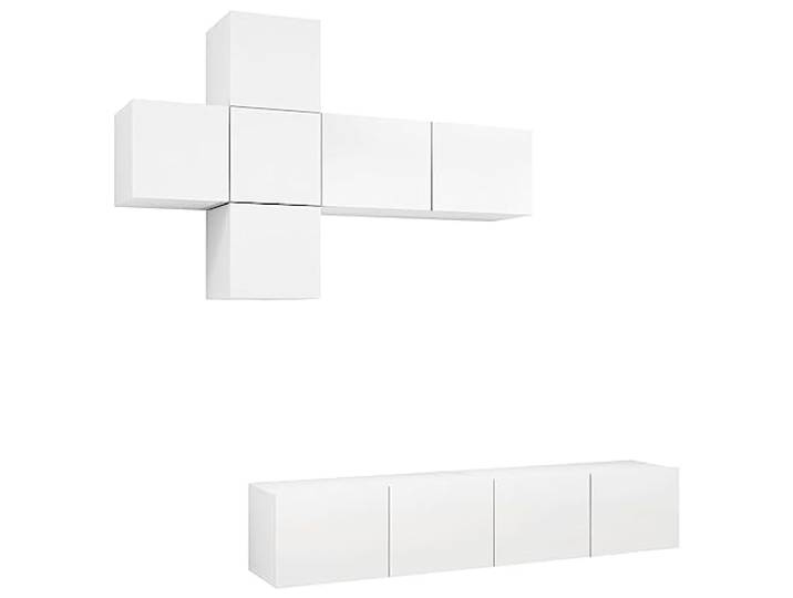 Todiikf 7-TLG. TV-Schrank-Set Hängend Wandboard Lowboard in Weiß Modernes 7-teiliges Wandschrank-Set für Schlafzimmer und Wohnraum mit großzügigen Fächern für Ordnung und Übersicht.